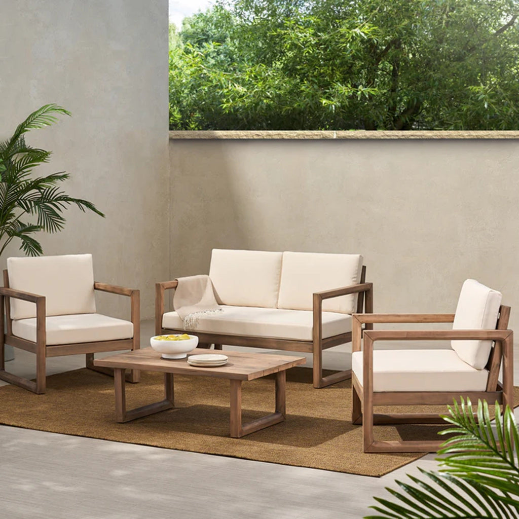 4-Piece Acacia Wood Patio Furniture Set, Outdoor Furniture