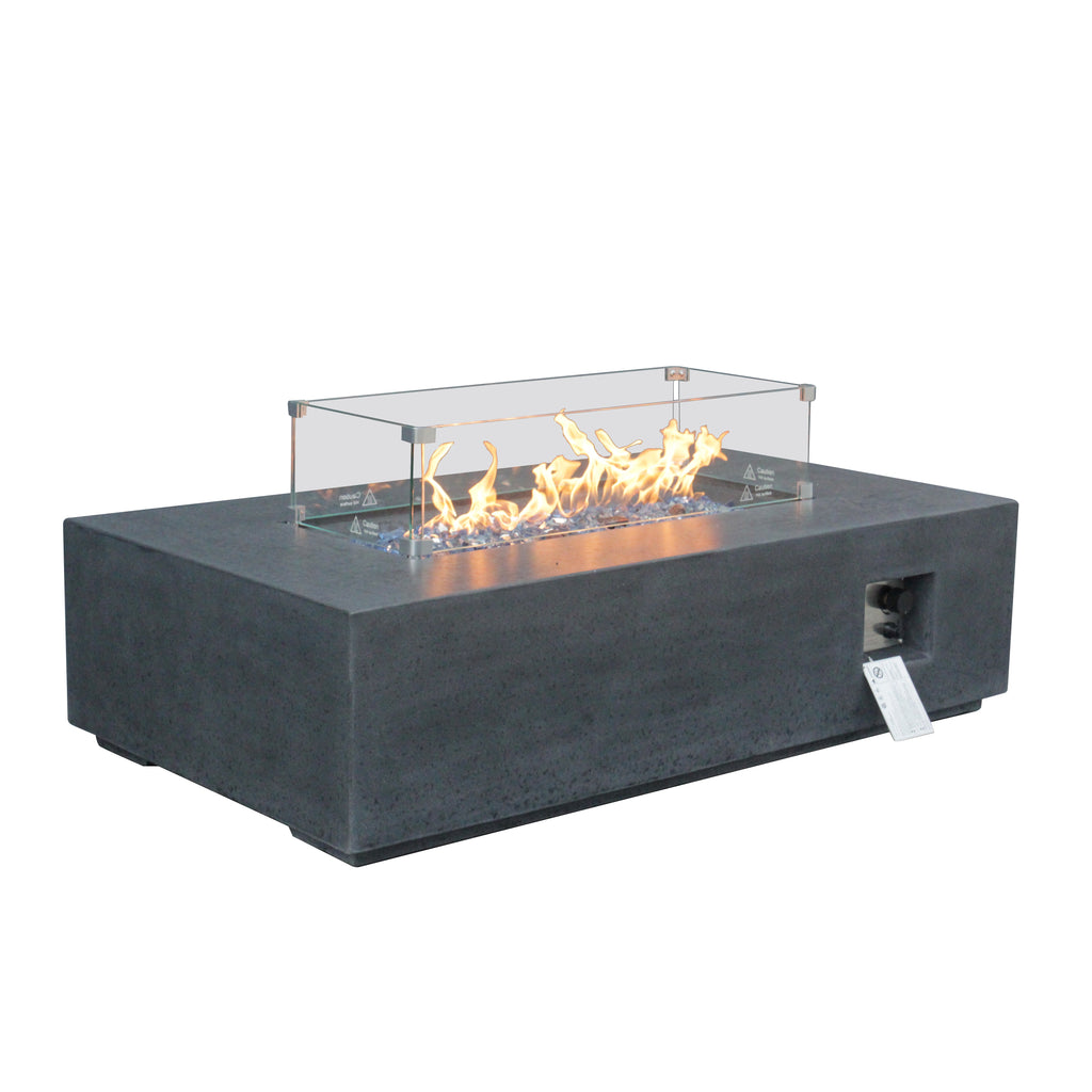 52-Inch Rectangular Concrete Propane Fire Pit Table – Dark Gray