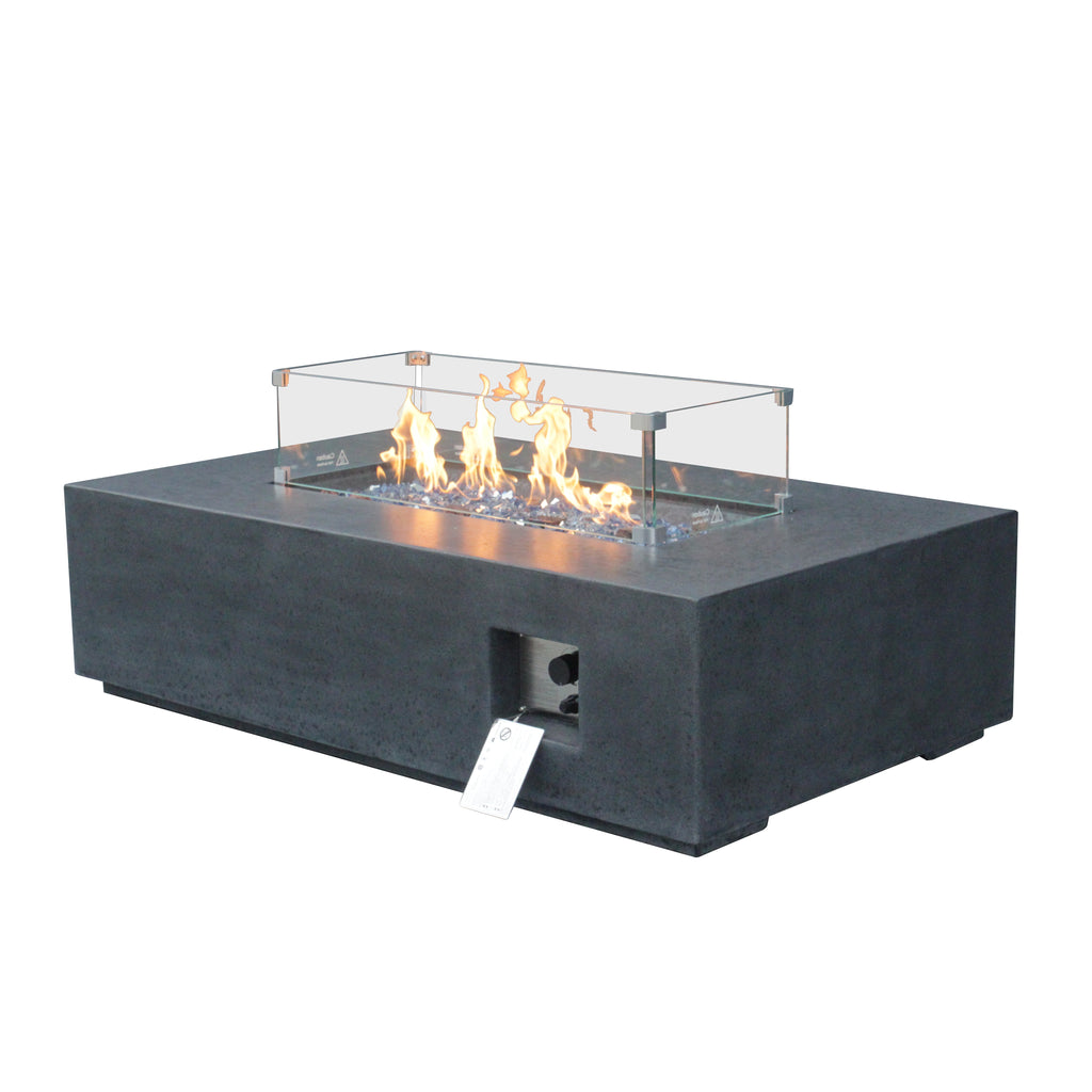 52-Inch Rectangular Concrete Propane Fire Pit Table – Dark Gray