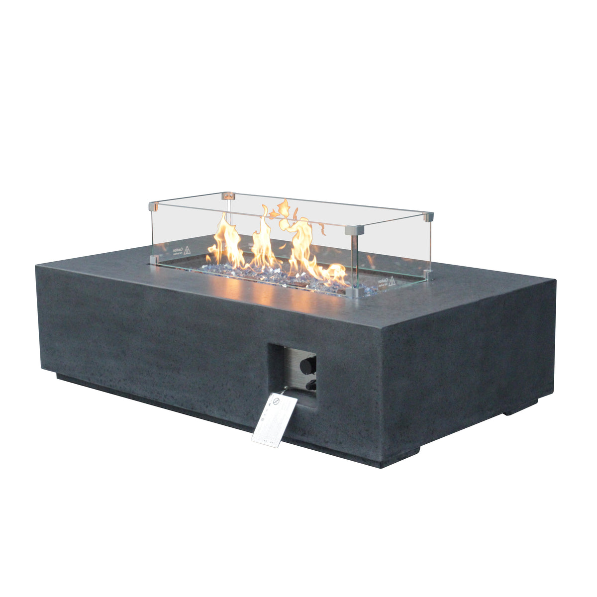 52-Inch Rectangular Concrete Propane Fire Pit Table – Dark Gray