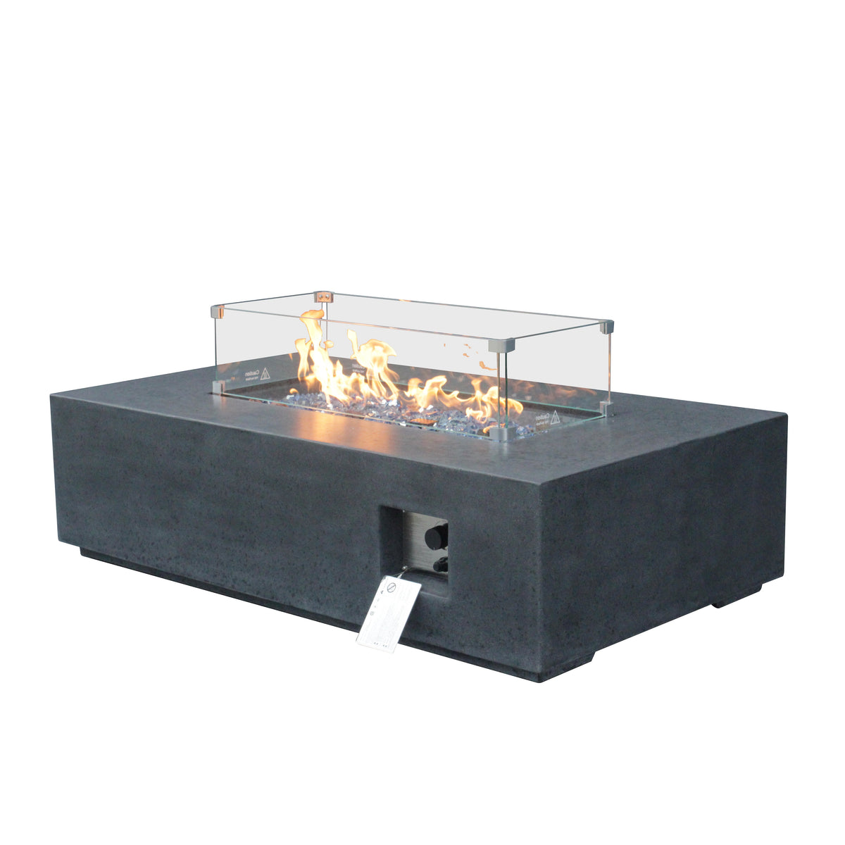 52-Inch Rectangular Concrete Propane Fire Pit Table – Dark Gray