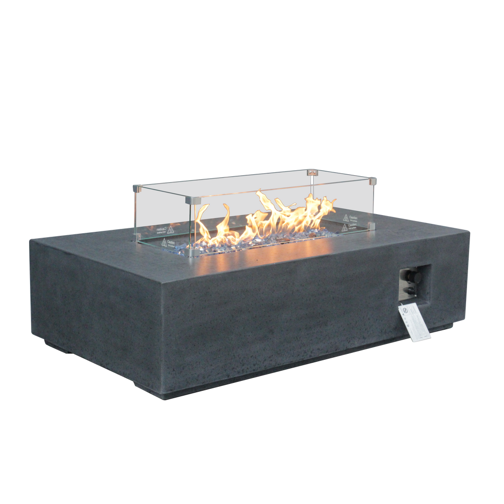 52-Inch Rectangular Concrete Propane Fire Pit Table – Dark Gray