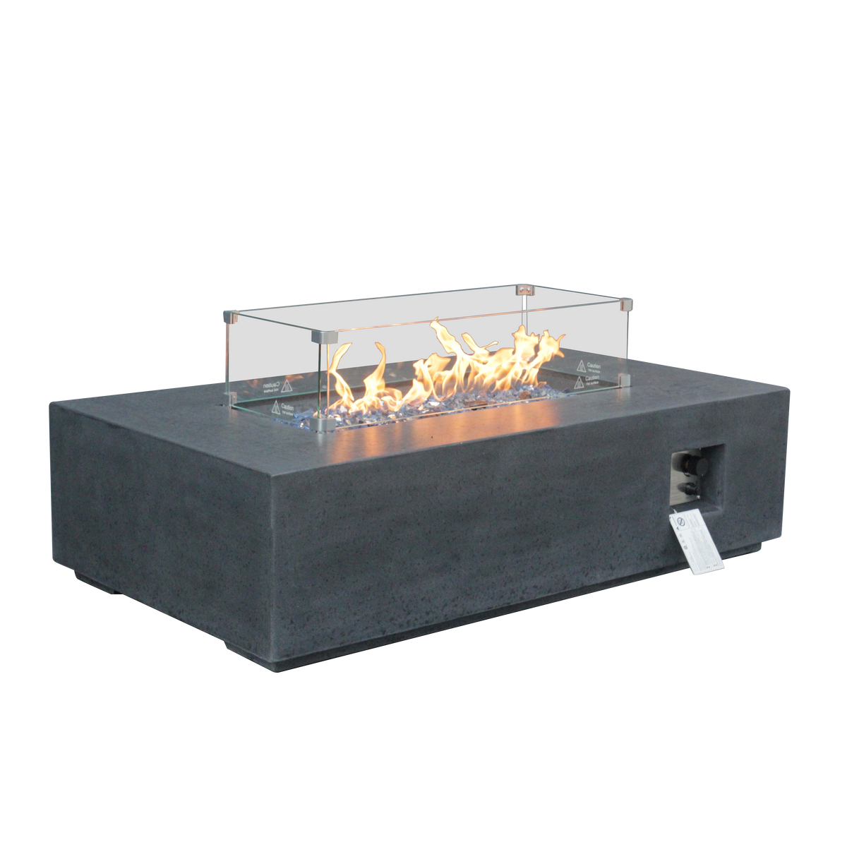 52-Inch Rectangular Concrete Propane Fire Pit Table – Dark Gray