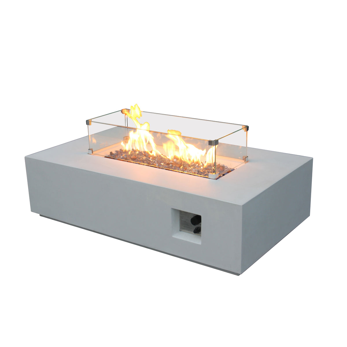 52-Inch Rectangular Concrete Propane Fire Pit Table – Antique White