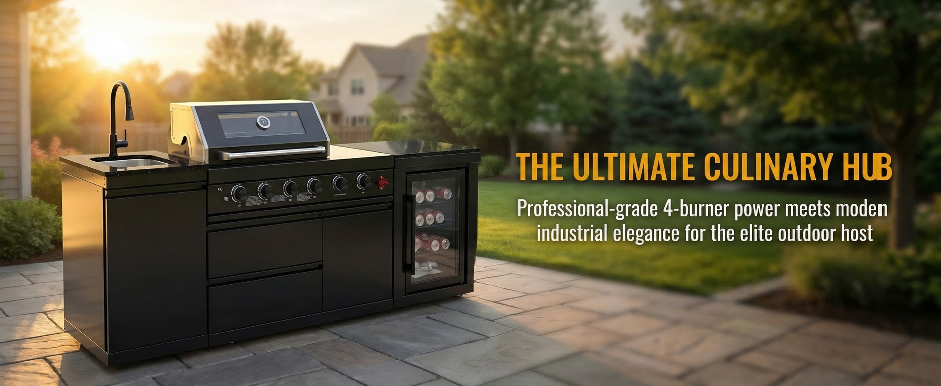 4-Burner Deluxe Stainless Steel Propane Gas Outdoor Kitchen Grill