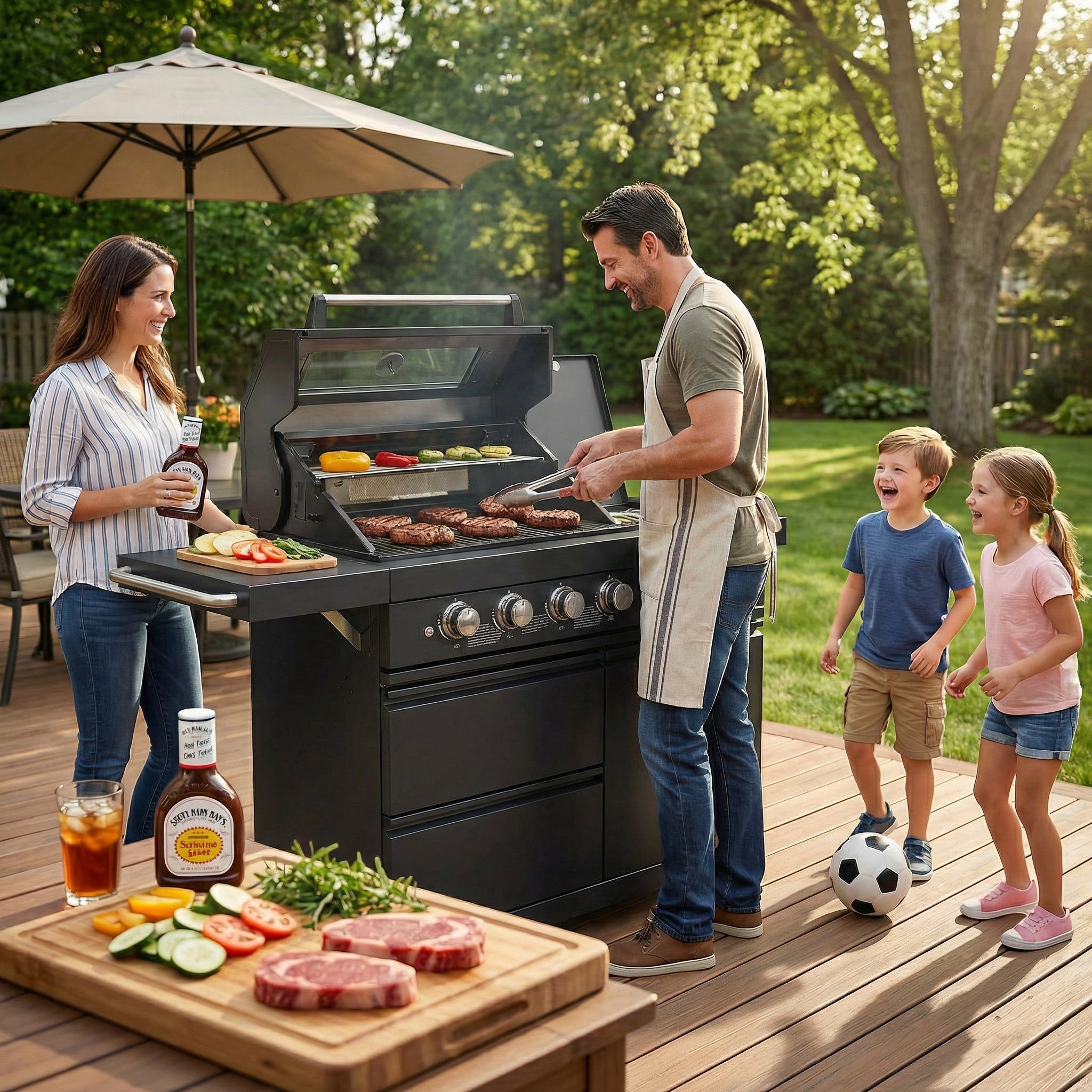 46-Inch Deluxe Stainless Steel Gas Outdoor Kitchen Barbecue Grill