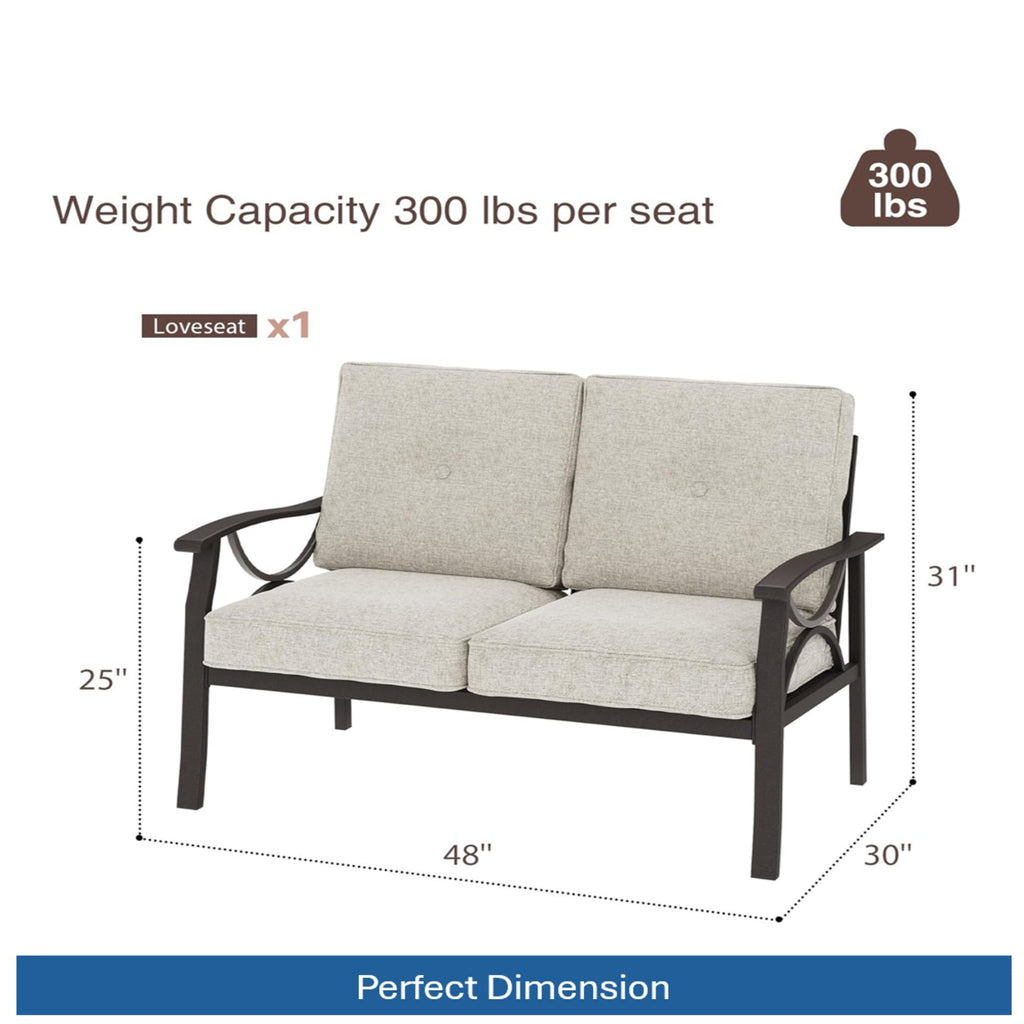 8-Piece Metal Patio Furniture Set, 9-Seat All-Weather Conversation Sofa
