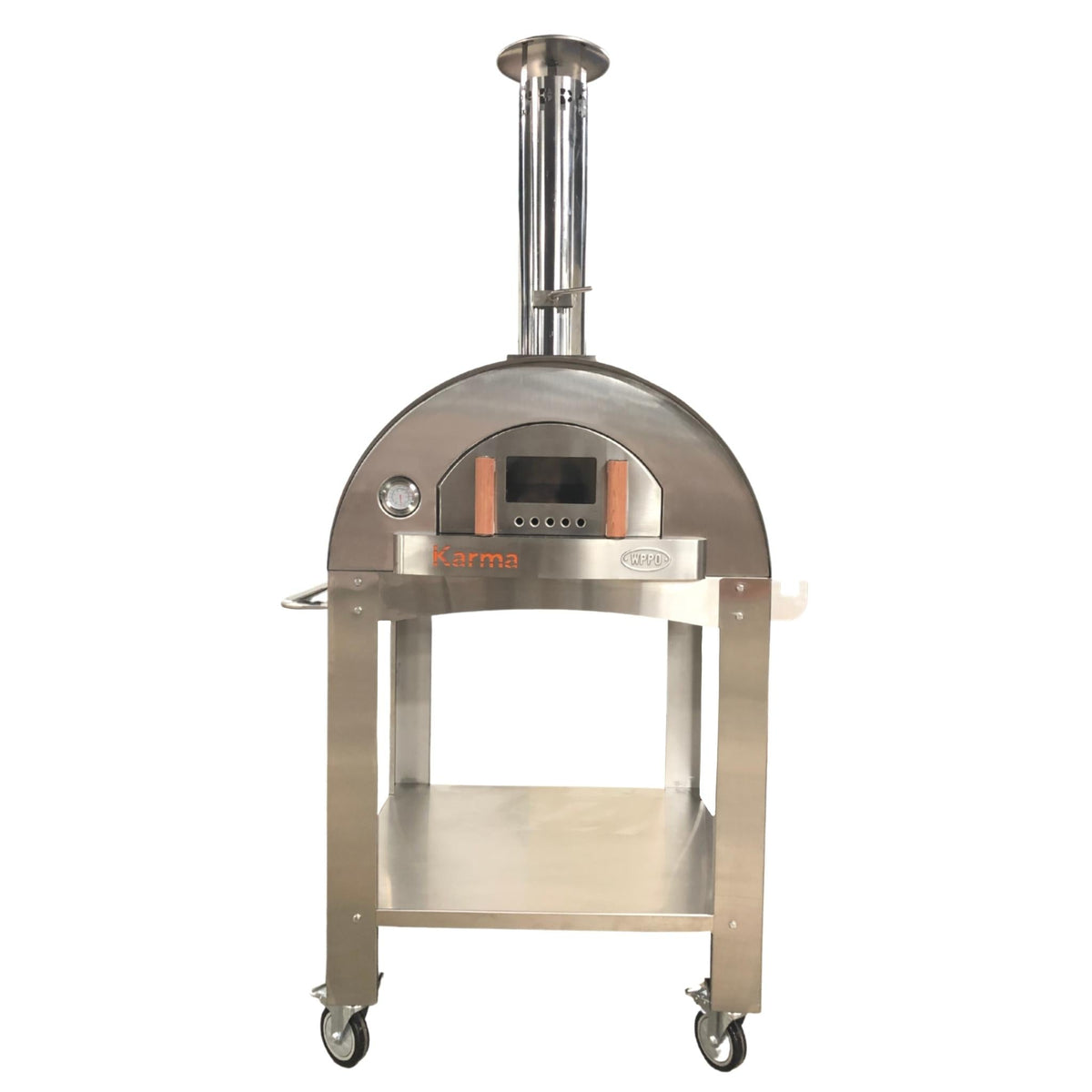 Open door of the WPPO Karma 32 oven showing the fire brick cooking deck