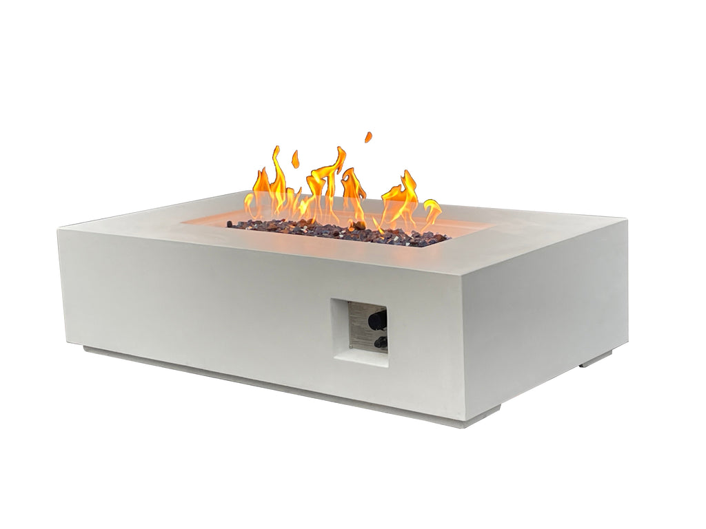 52-Inch Rectangular Concrete Propane Fire Pit Table – Antique White