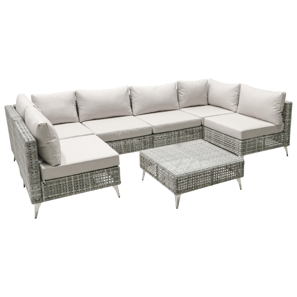 K&K 7-Piece Wicker Patio Furniture Set
