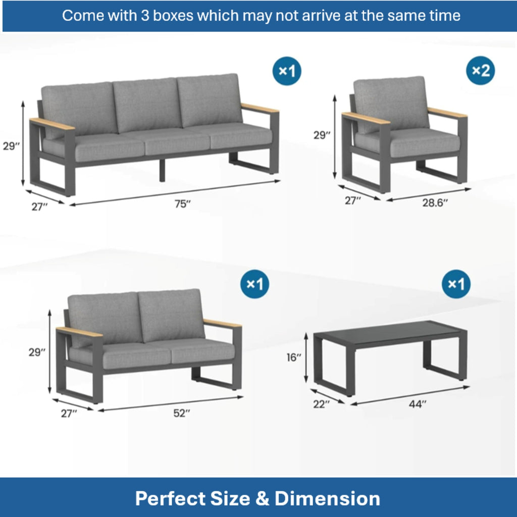 All-Weather 5-Piece Ultra Aluminum Patio Furniture Set