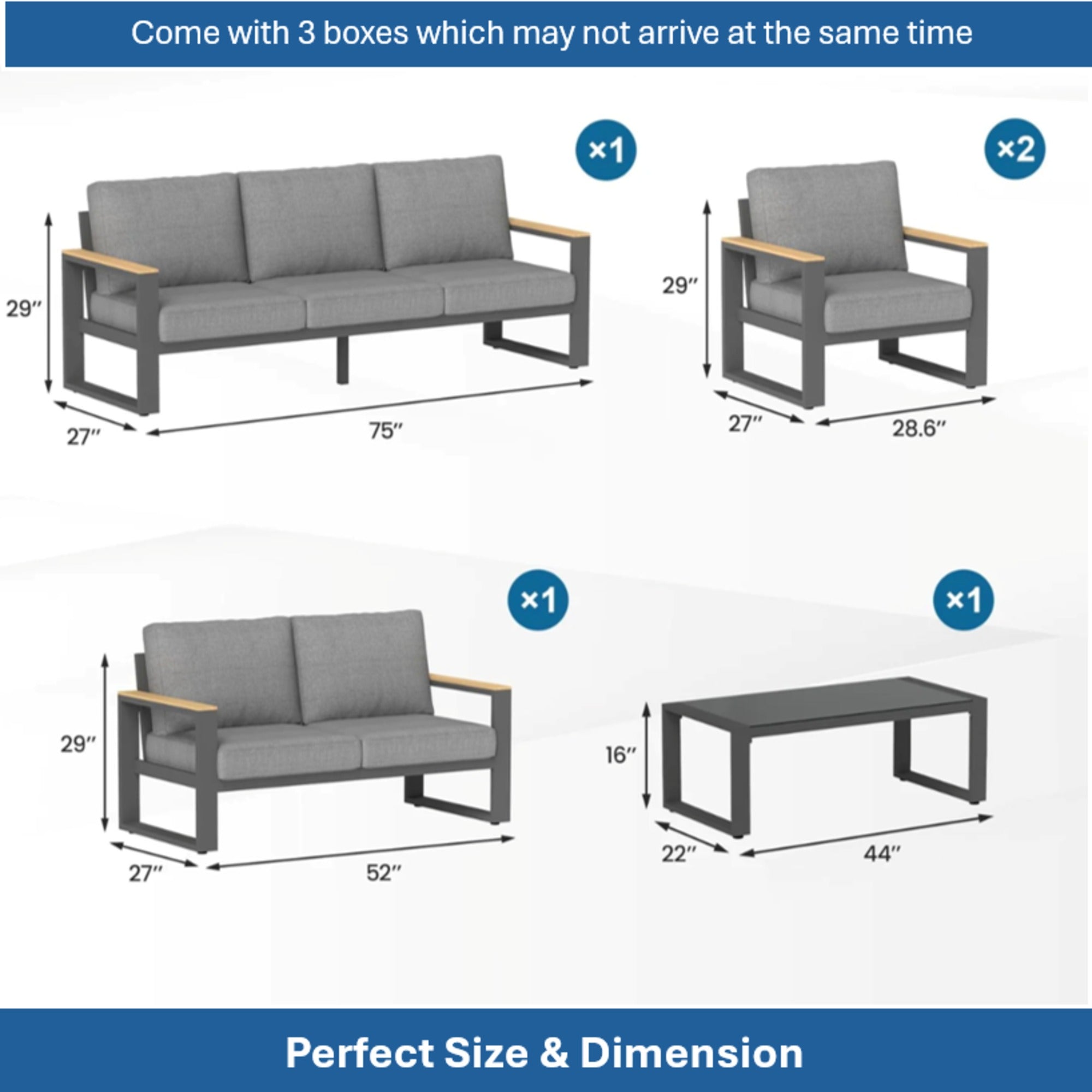 All-Weather 5-Piece Ultra Aluminum Patio Furniture Set