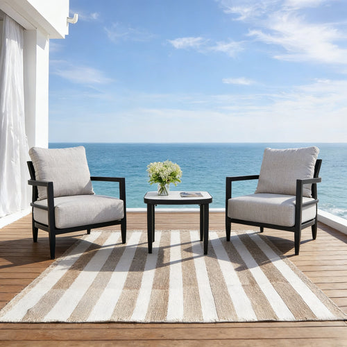 3-piece outdoor aluminum patio furniture set with chairs and table