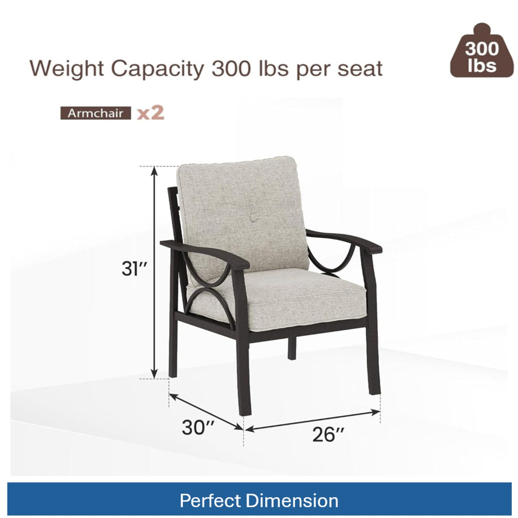 8-Piece Metal Patio Furniture Set, 9-Seat All-Weather Conversation Sofa
