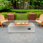 52-Inch Rectangular Concrete Propane Fire Pit Table – Antique White