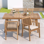 Durable 5-Piece Patio Furniture Set Acacia Wood Table and 4 Heavy-Duty Cushioned Chairs