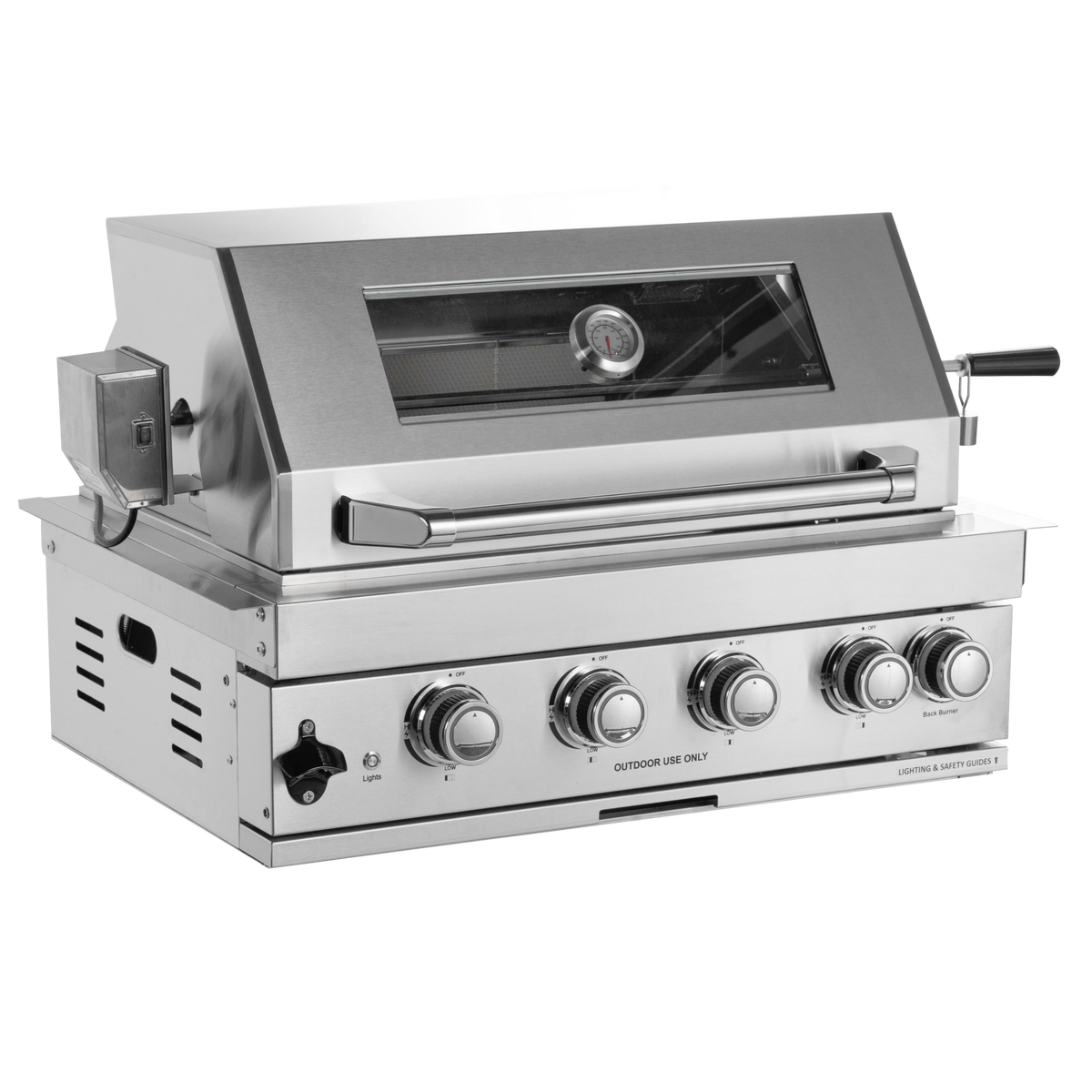 Four-burner built-in stainless steel gas grill with infrared rear burner
