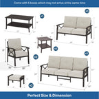 8-Piece Metal Patio Furniture Set, 9-Seat All-Weather Conversation Sofa