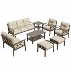 8-Piece Metal Patio Furniture Set, 9-Seat All-Weather Conversation Sofa