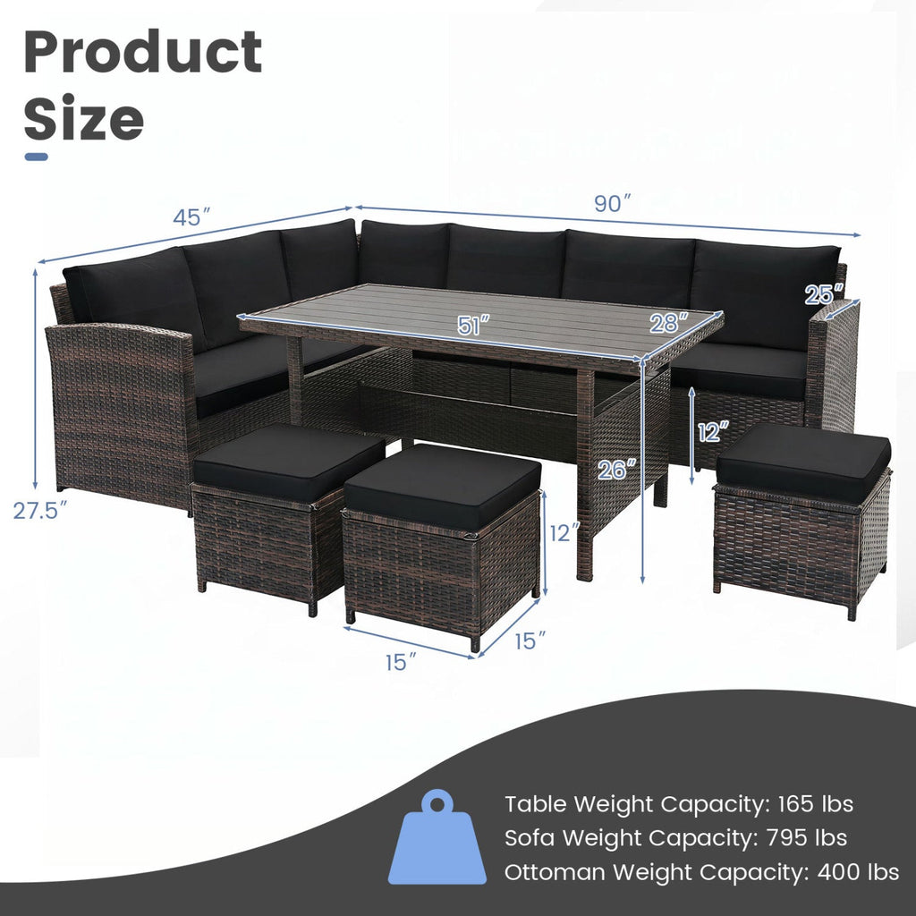 7-Piece Wicker Patio Furniture Set with Cushions