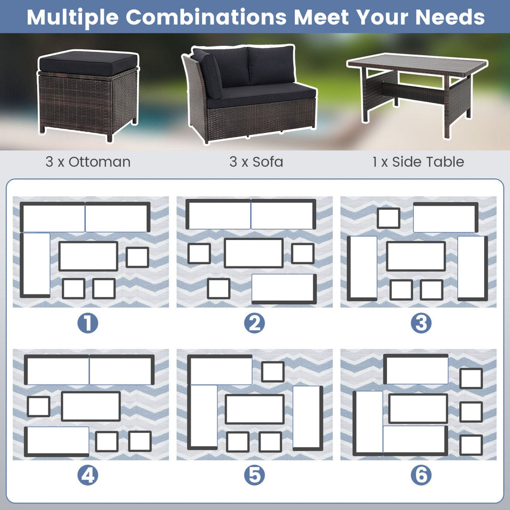 7-Piece Wicker Patio Furniture Set with Cushions
