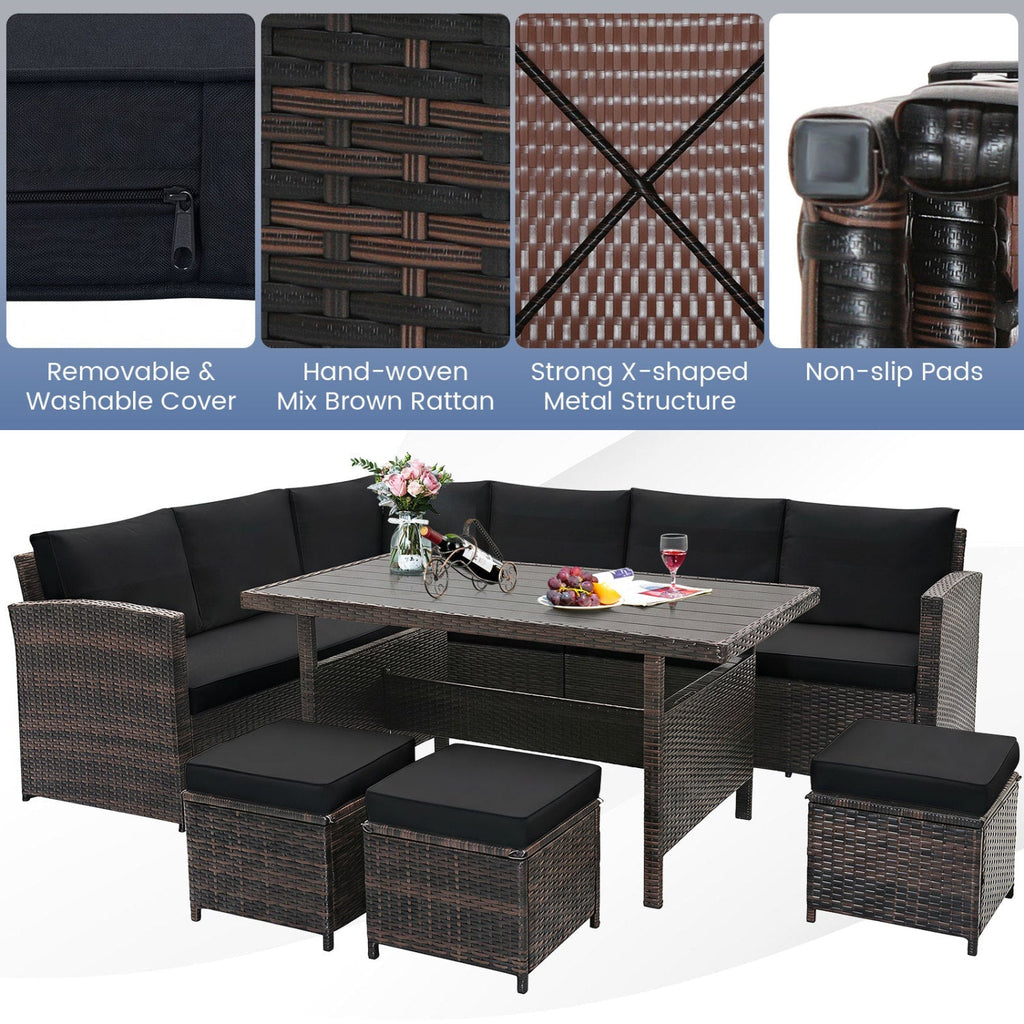 7-Piece Wicker Patio Furniture Set with Cushions