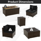 7 Pieces Outdoor Furniture Set with 32 Inch Fire Pit Table and Propane Tank Cover