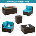 7 Pieces Outdoor Furniture Set with 32 Inch Fire Pit Table and Propane Tank Cover