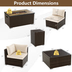 7 Pieces Outdoor Furniture Set with 32 Inch Fire Pit Table and Propane Tank Cover