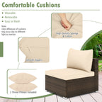 7 Pieces Patio Rattan Furniture Set with Sectional Sofa Cushions