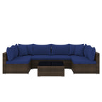 7 Pieces Patio Rattan Furniture Set with Sectional Sofa Cushions