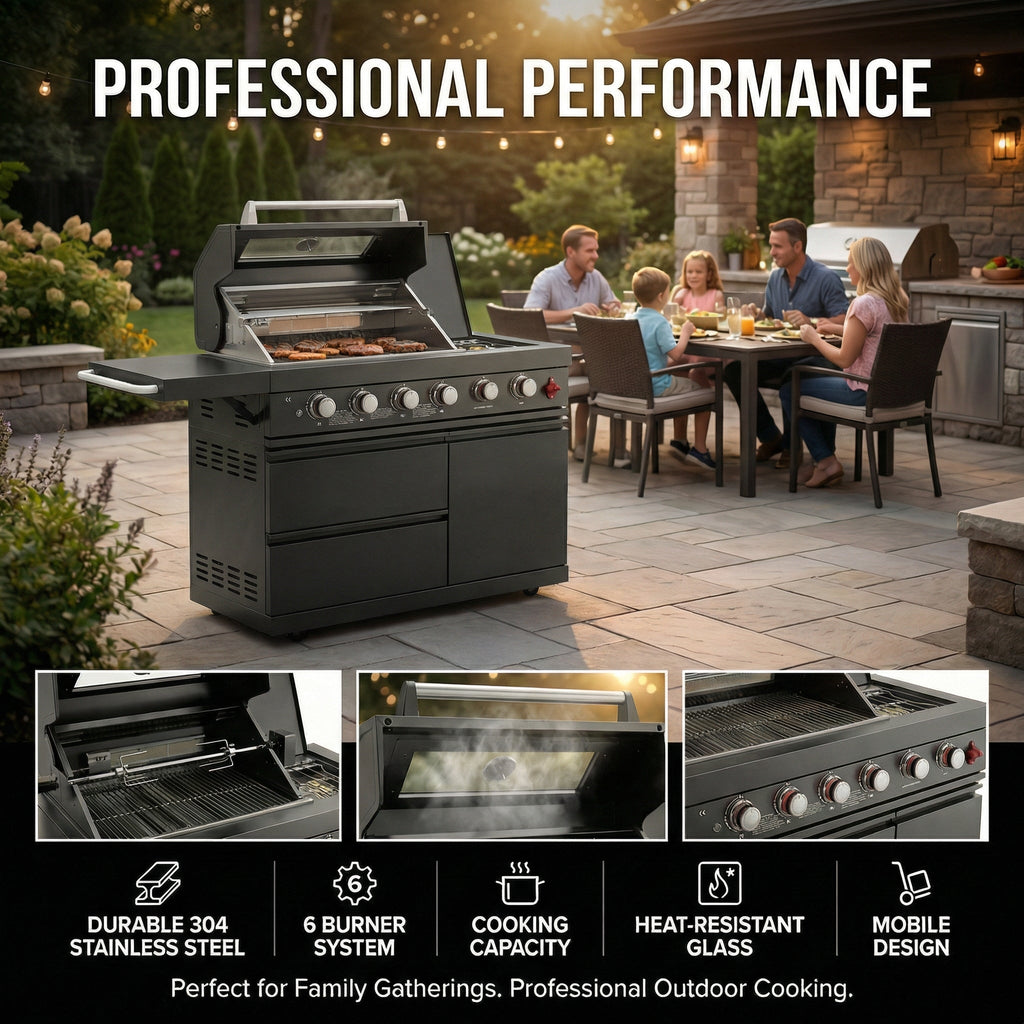46-Inch Deluxe Stainless Steel Gas Outdoor Kitchen Barbecue Grill