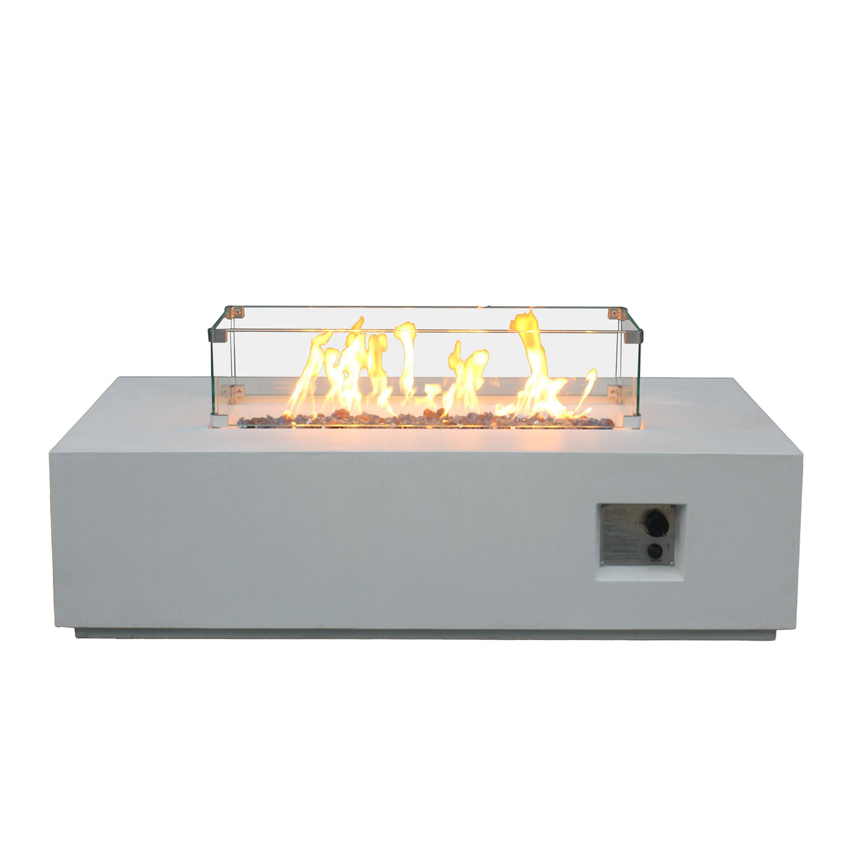 52-Inch Rectangular Concrete Propane Fire Pit Table – Antique White