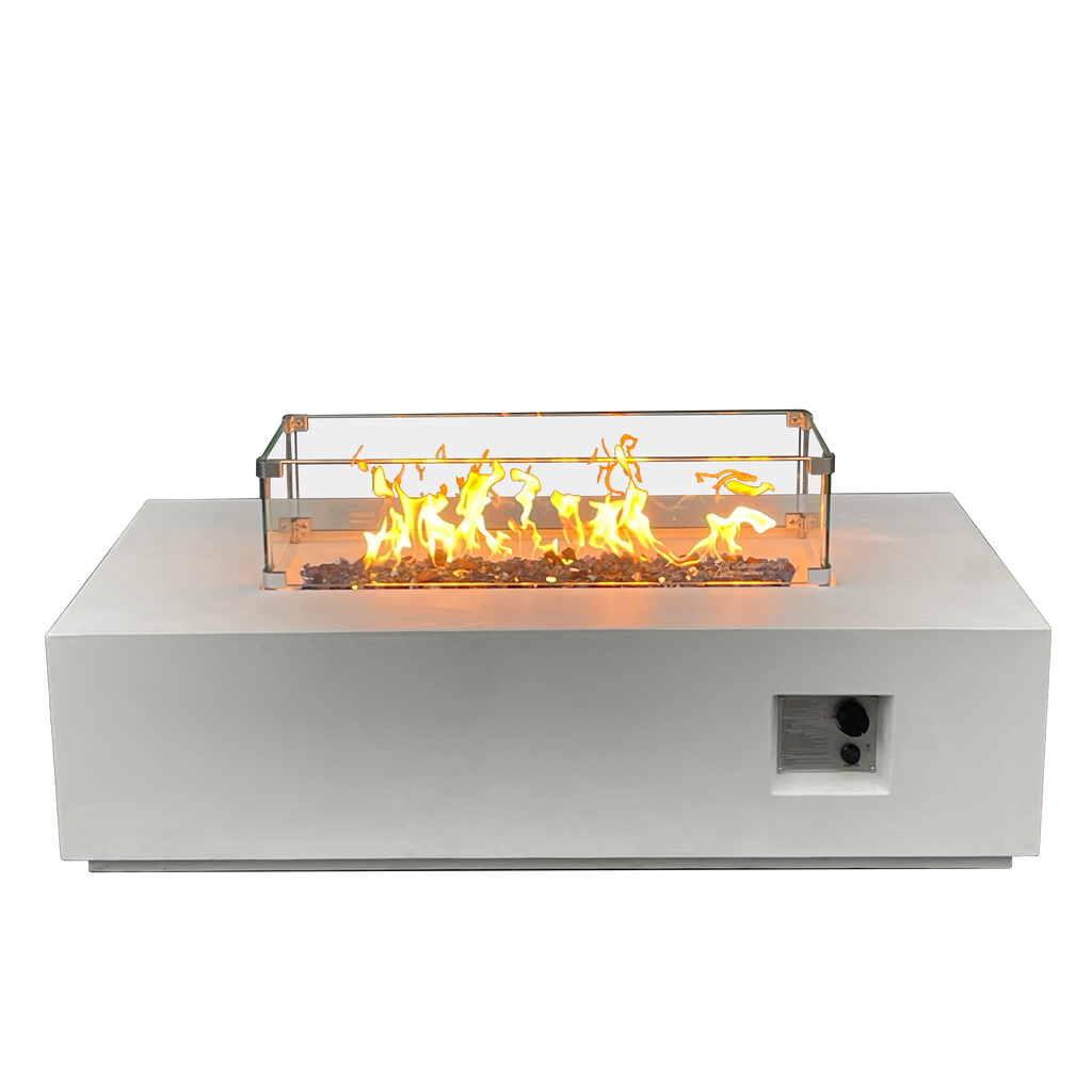 52-Inch Rectangular Concrete Propane Fire Pit Table – Antique White
