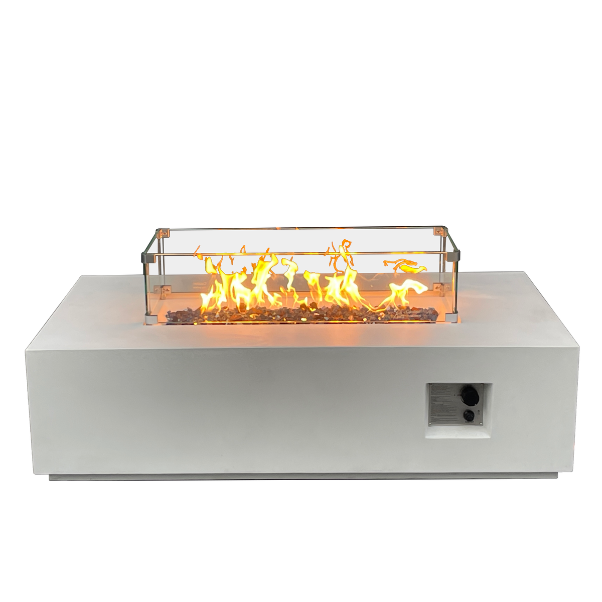 52-Inch Rectangular Concrete Propane Fire Pit Table – Antique White