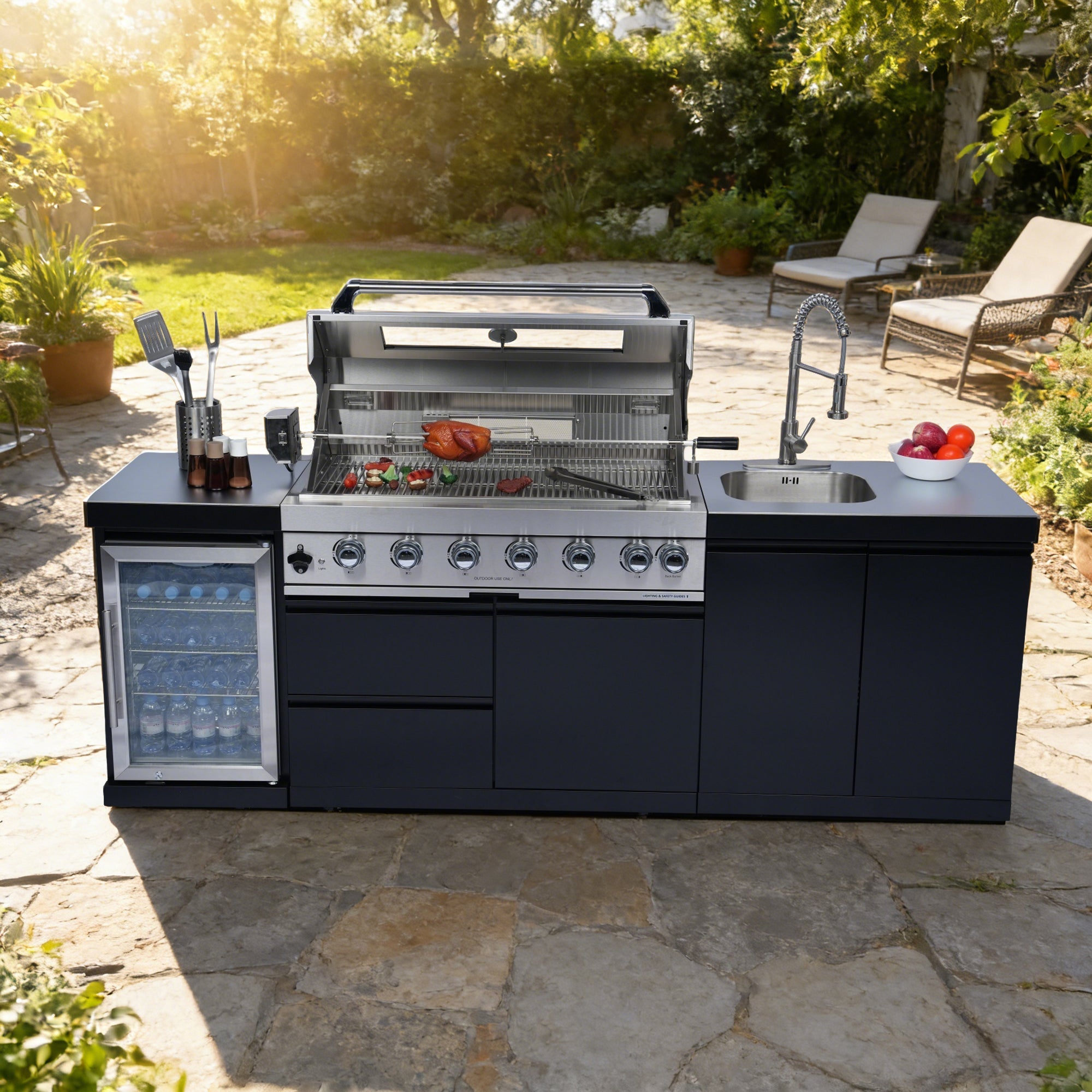 96-Inch 6-Burner Outdoor Kitchen BBQ Island Grill