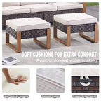 Luxury Outdoor Wicker Patio Furniture Set,5 Piece Deep Seating Outdoor Conversation Set with Patio Swivel Rocker Patio Chairs,Rattan Couch and Ottomans for Deck Porch Poolside