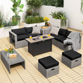 9 Pieces Patio Furniture Set with 42 Inches 60000 BTU Fire Pit