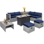 9 Pieces Patio Furniture Set with 42 Inches 60000 BTU Fire Pit