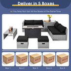 9 Pieces Patio Furniture Set with 42 Inches 60000 BTU Fire Pit