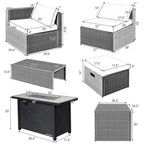 9 Pieces Patio Furniture Set with 42 Inches 60000 BTU Fire Pit