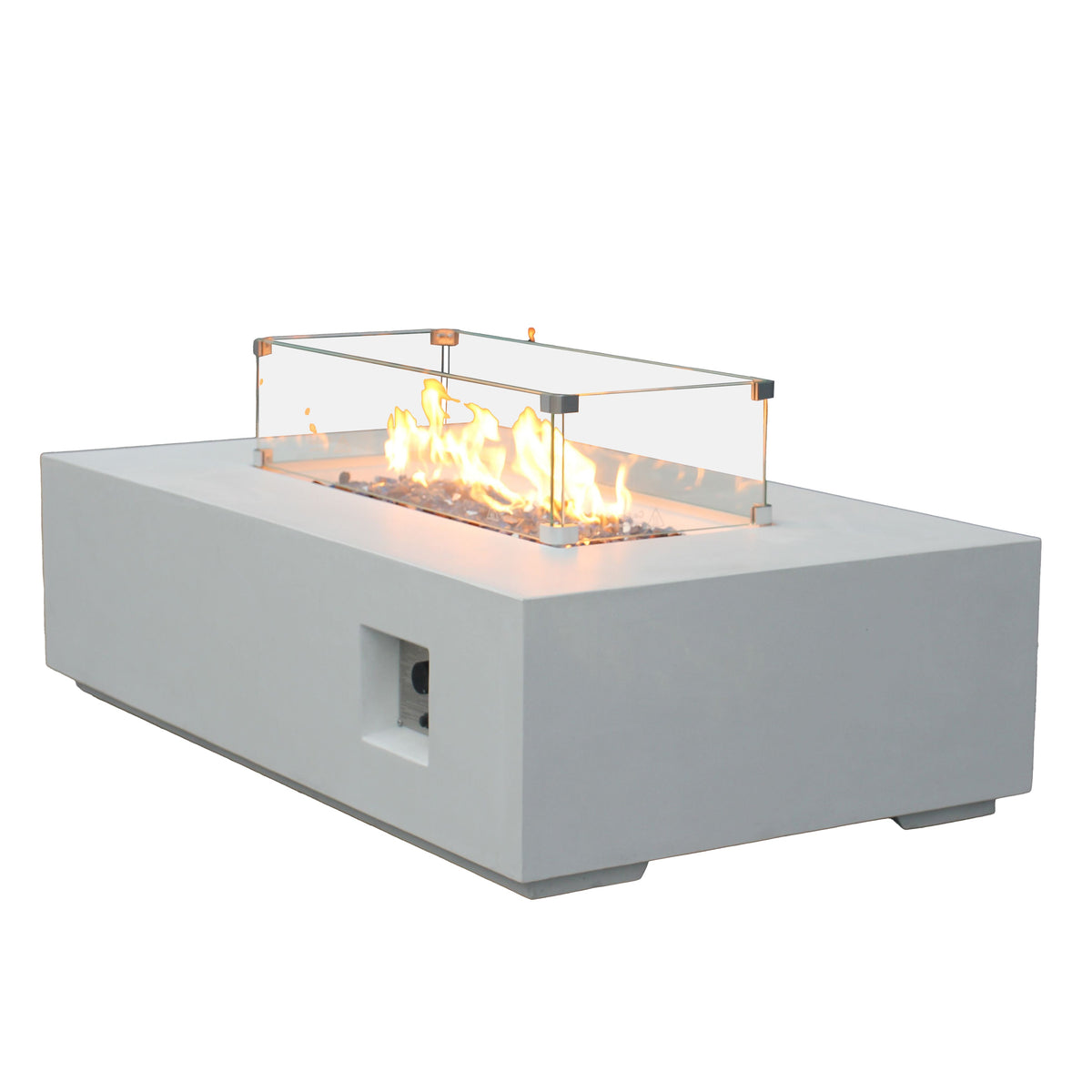 52-Inch Rectangular Concrete Propane Fire Pit Table – Antique White