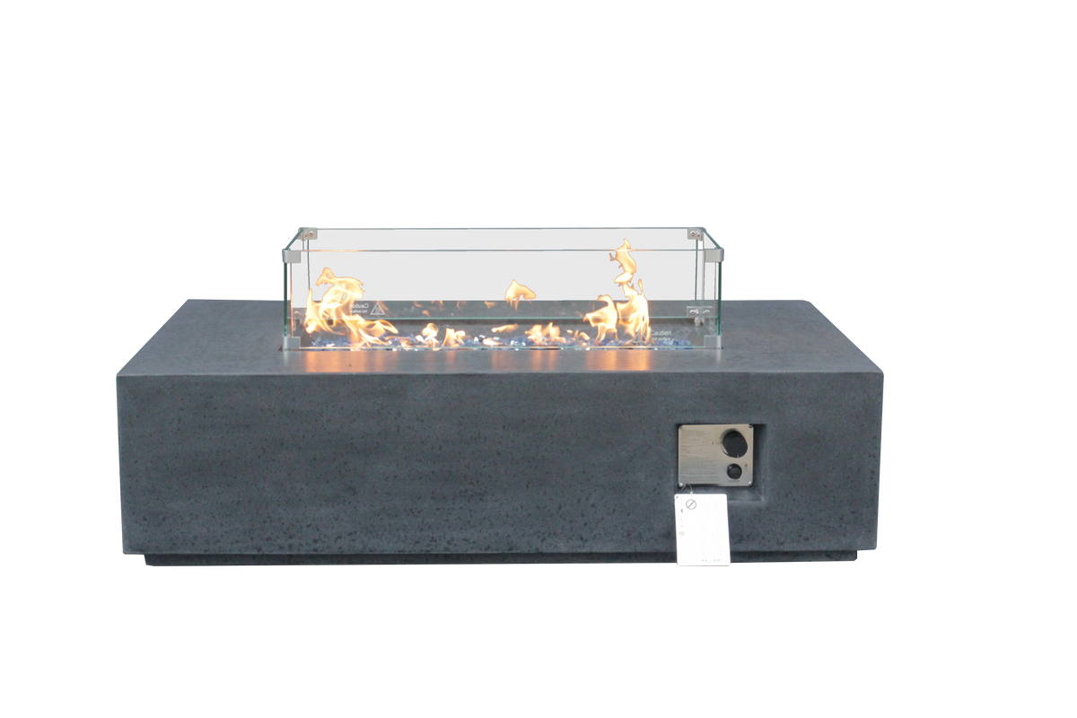 52-Inch Rectangular Concrete Propane Fire Pit Table – Dark Gray