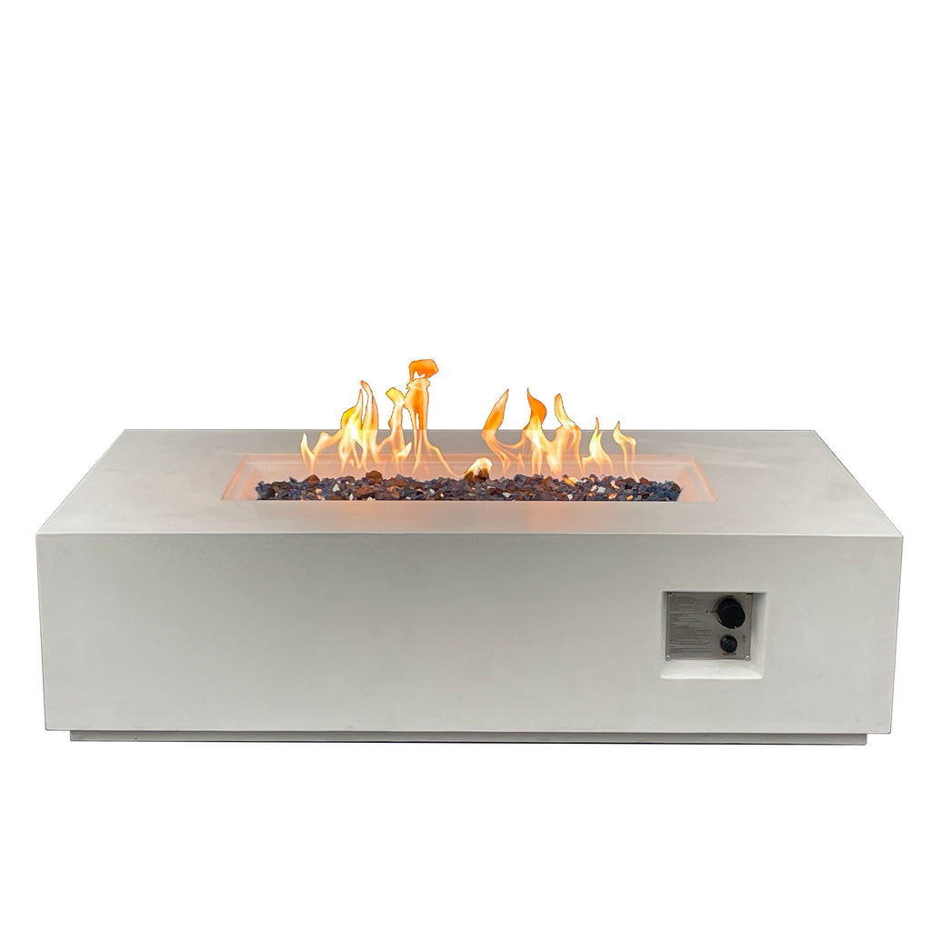 52-Inch Rectangular Concrete Propane Fire Pit Table – Antique White