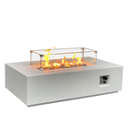 52-Inch Rectangular Concrete Propane Fire Pit Table – Antique White