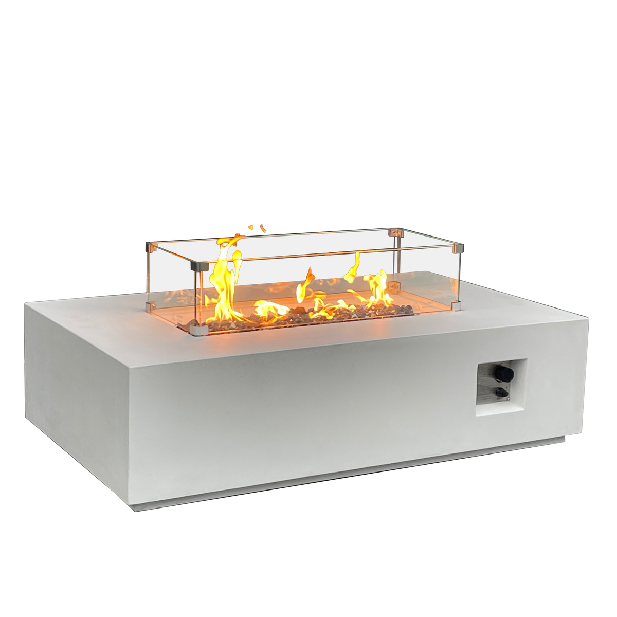 52-Inch Rectangular Concrete Propane Fire Pit Table – Antique White