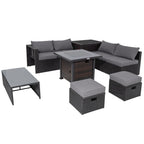 9 Pieces Patio Furniture Set with 32‚Äù Fire Pit Table and 50000 BTU Square Propane Fire Pit