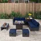 9 Pieces Patio Furniture Set with 32‚Äù Fire Pit Table and 50000 BTU Square Propane Fire Pit
