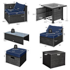 9 Pieces Patio Furniture Set with 32‚Äù Fire Pit Table and 50000 BTU Square Propane Fire Pit