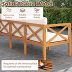 Outdoor 6 Pieces Acacia Wood Patio Sectional Furniture Set-Off White